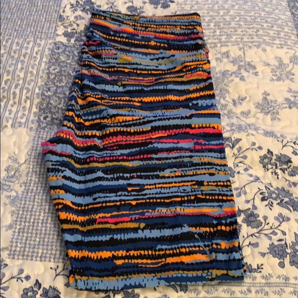 Navy Gold Lt Blue Rope Thread LulaRoe Leggings TC